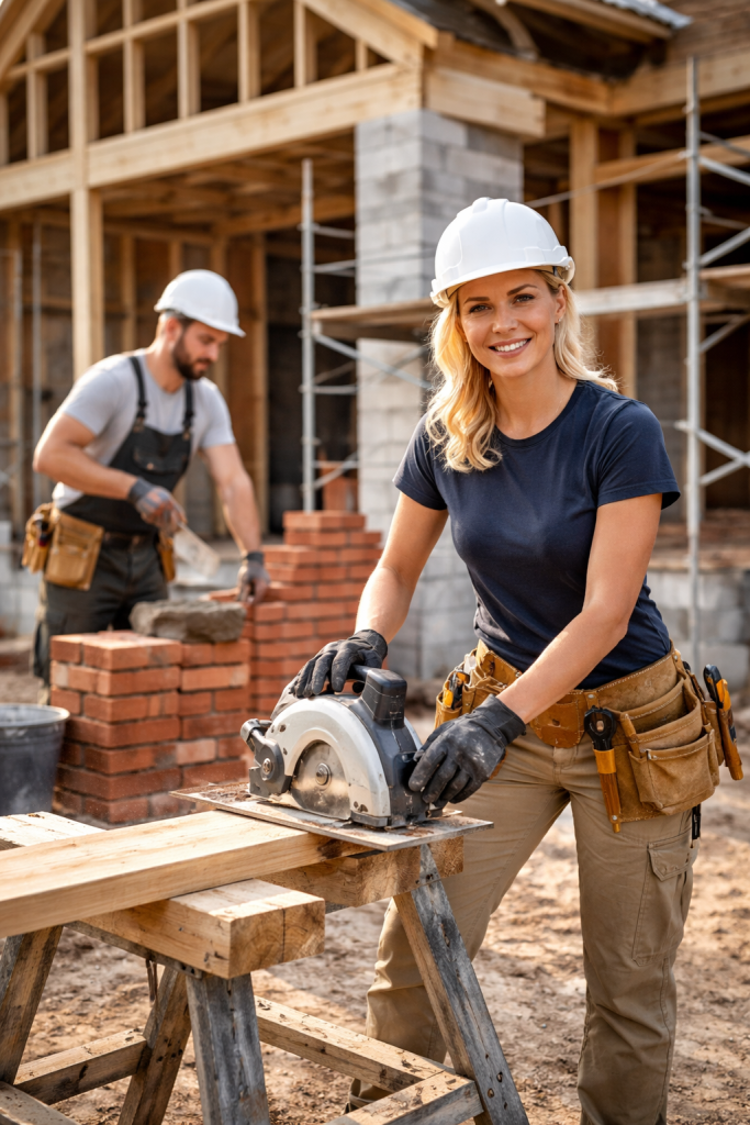 Kvindelige tømre og en murer hos lokale håndværkere i Nordsjælland og København og resten af landet